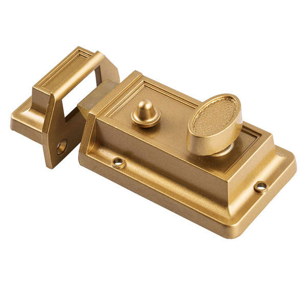 Free sample Modern design gold color brass rim gate lock metal wood doors rim lock