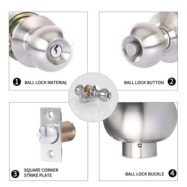 One Dollar Commercial Cylindrical Entrance Privacy Bedroom Interior Knob Lock Main Door Safe Locks