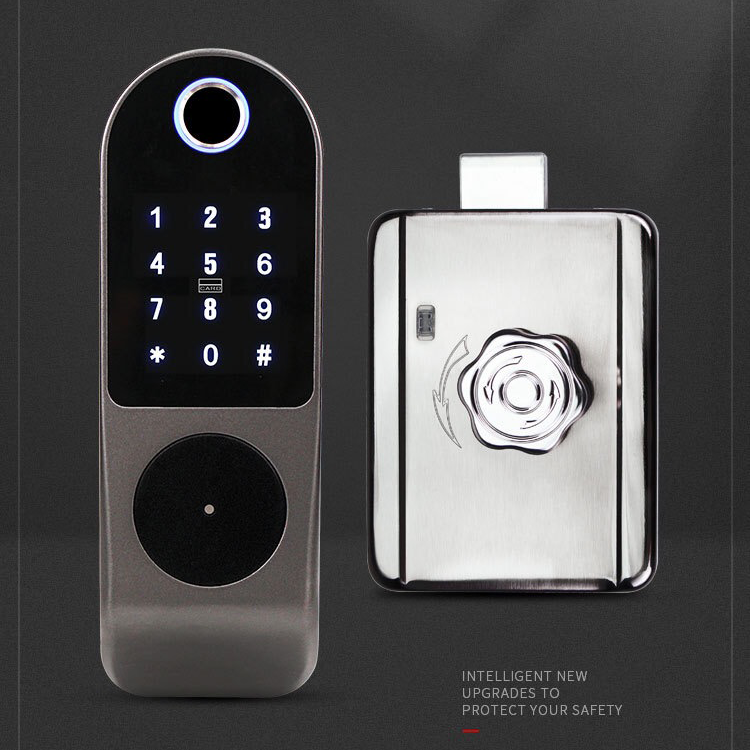 Waterproof Outdoor Gate Rim NFC Double Sided Fingerprint Smart Lock Rim Lock smell proof bag with combination lock