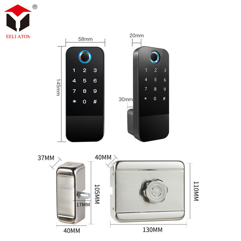 Waterproof Outdoor Tuya TT APP Fingerprint Keypad Password Electric Gate Smart Rim Door Lock