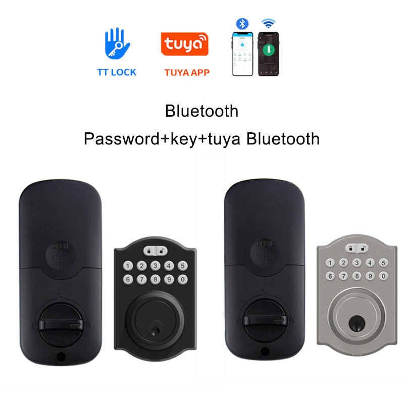 Black Electronic Keypad Dead Blot Locks Cylinder Tuya APP Digital cerradura Deadbolt Smart Door Lock