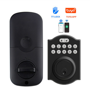 Black Electronic Keypad Dead Blot Locks Cylinder Tuya APP Digital cerradura Deadbolt Smart Door Lock