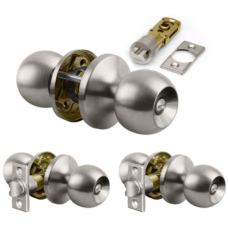 Tubular Door Knob Lock Keyed Entry Door Lock For Bedroom Bathroom Keyless Door Knobs With Lock