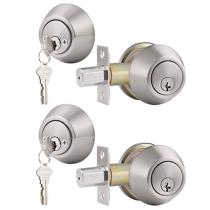 Stainless Steel installed brushed cylinder cylinder deadbolt lock set with security key