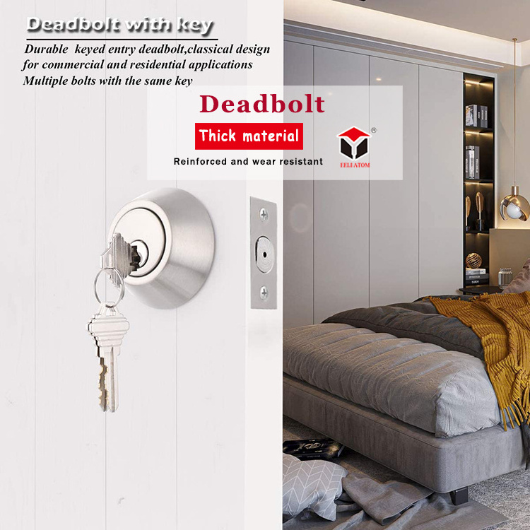 Stainless Steel installed brushed cylinder cylinder deadbolt lock set with security key