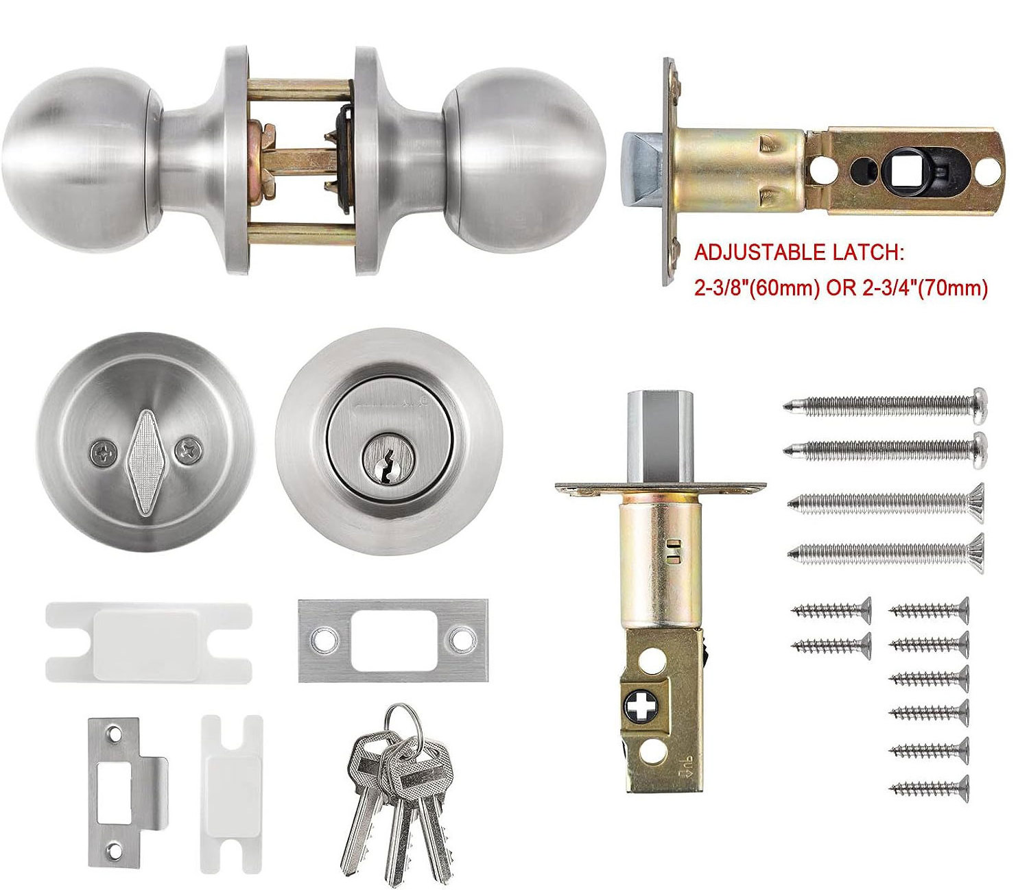 Door Handle Lever Lock Door Handle Set Round Knob Lock double cylinder Zinc Alloy Deadbolt Lock