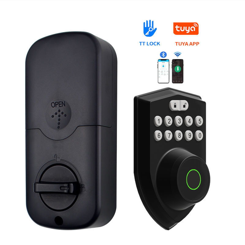 Fingerprint Password Smart Biometric Powered Wooden Digital Smart Door Lock Deadbolt Easy Install Smart Lock Door Wi-Fi