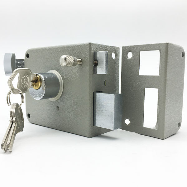 North America Grey Finish Light Gate mortise lock Entrance Keyed Rim access control door lock