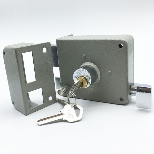 North America Grey Finish Light Gate mortise lock Entrance Keyed Rim access control door lock