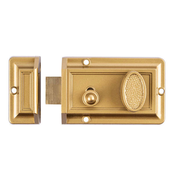 Free sample Modern design gold color brass rim gate lock metal wood doors rim lock