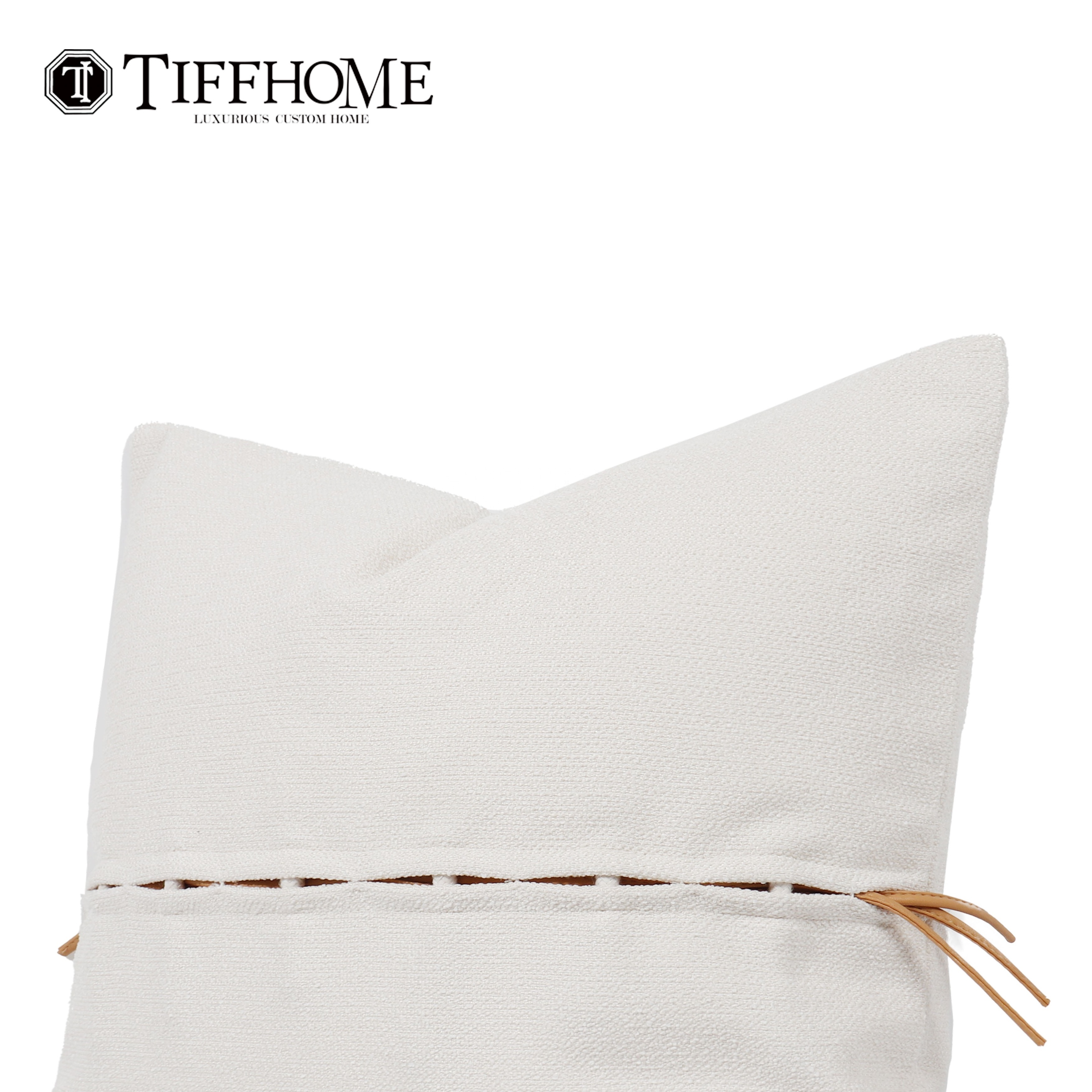 Tiff Home Wholesale Of New Product 45*45cm White Removable Cover Texture Drawstring Throw Pillow