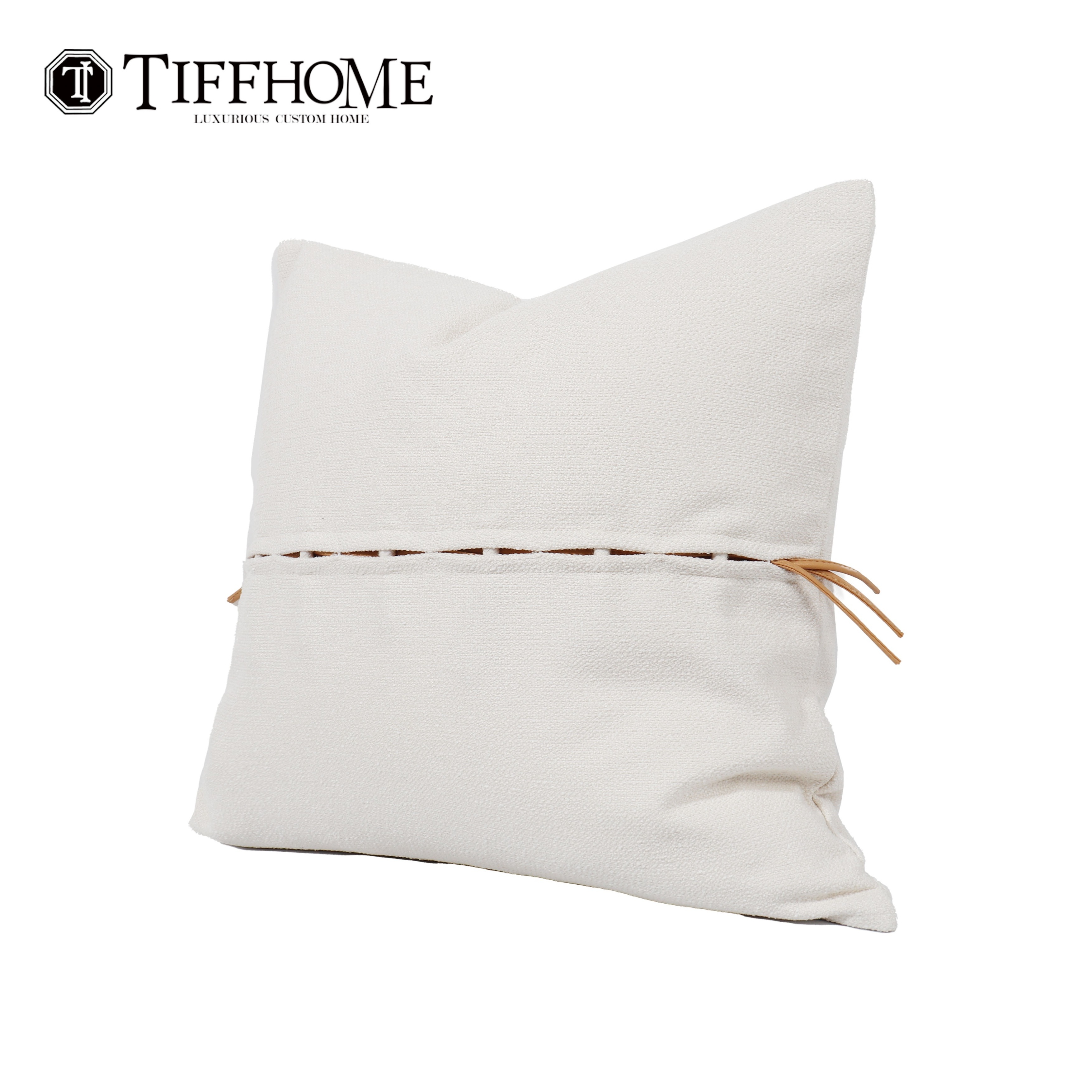 Tiff Home Wholesale Of New Product 45*45cm White Removable Cover Texture Drawstring Throw Pillow