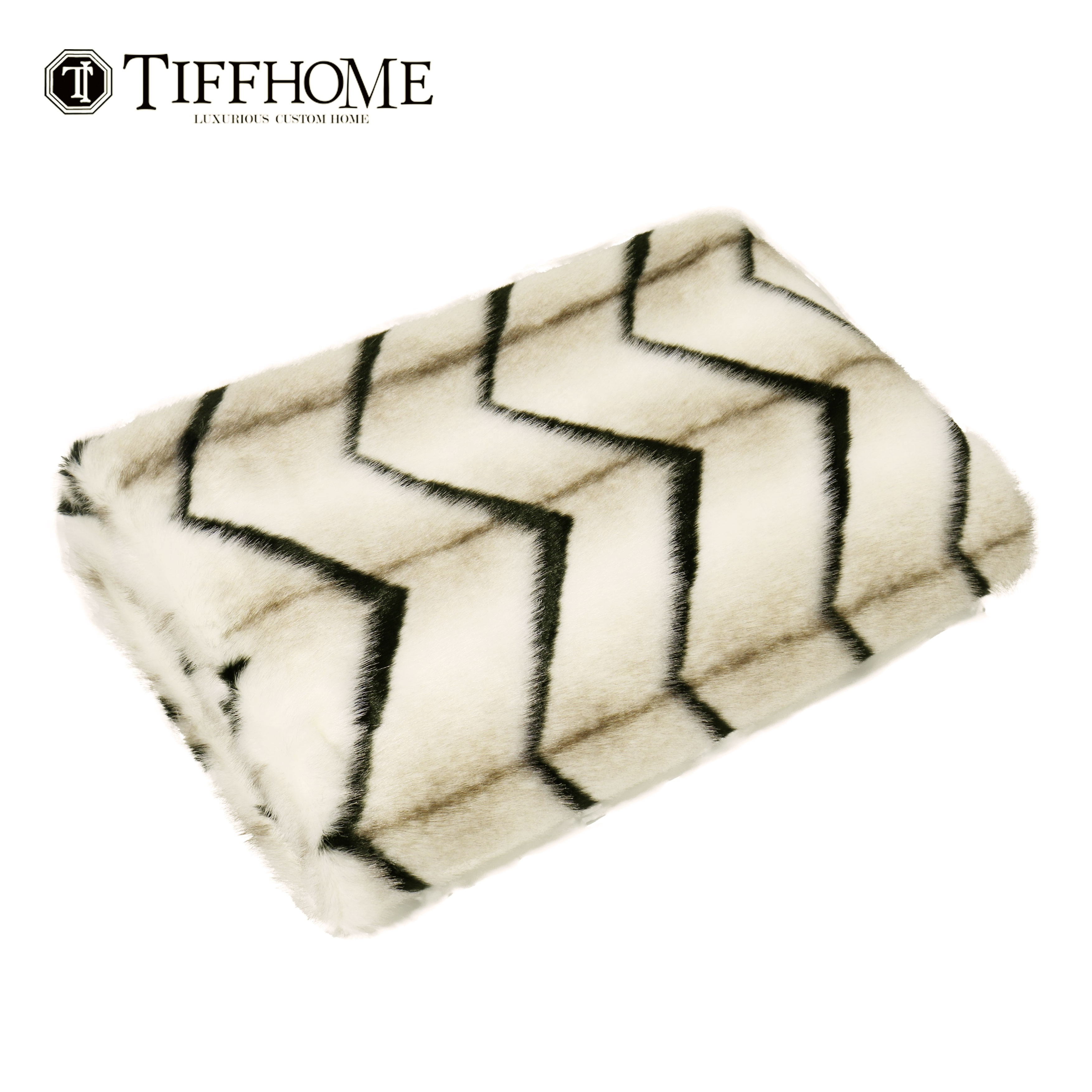 Tiff Home Customized New Product 240*70Cm Organic White Luxury Wool-Like Striped  Throw Blankets For Sofa Bed