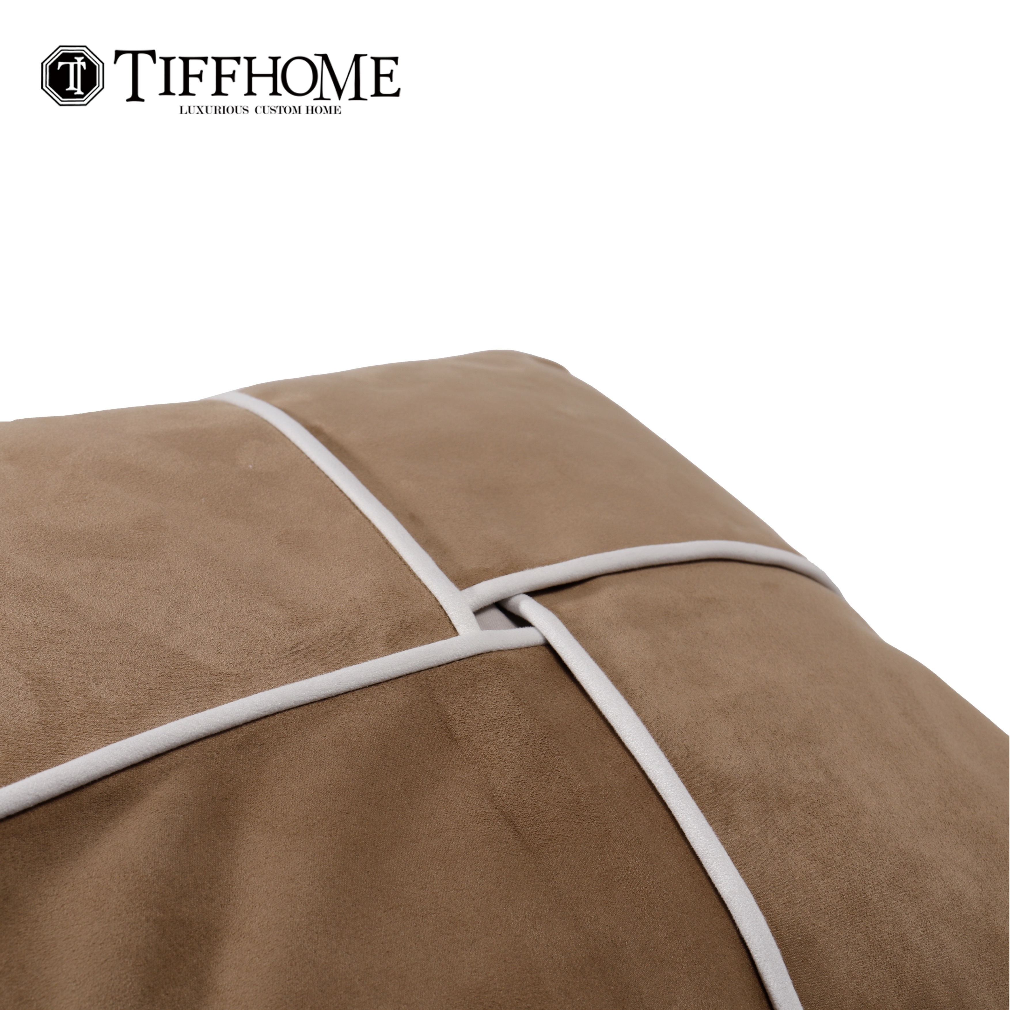 Tiff Home Wholesale Customization 45*45cm Brown Spliced Woven Suede Removable Cover Cushion Cover For Home Sample Room Hotel