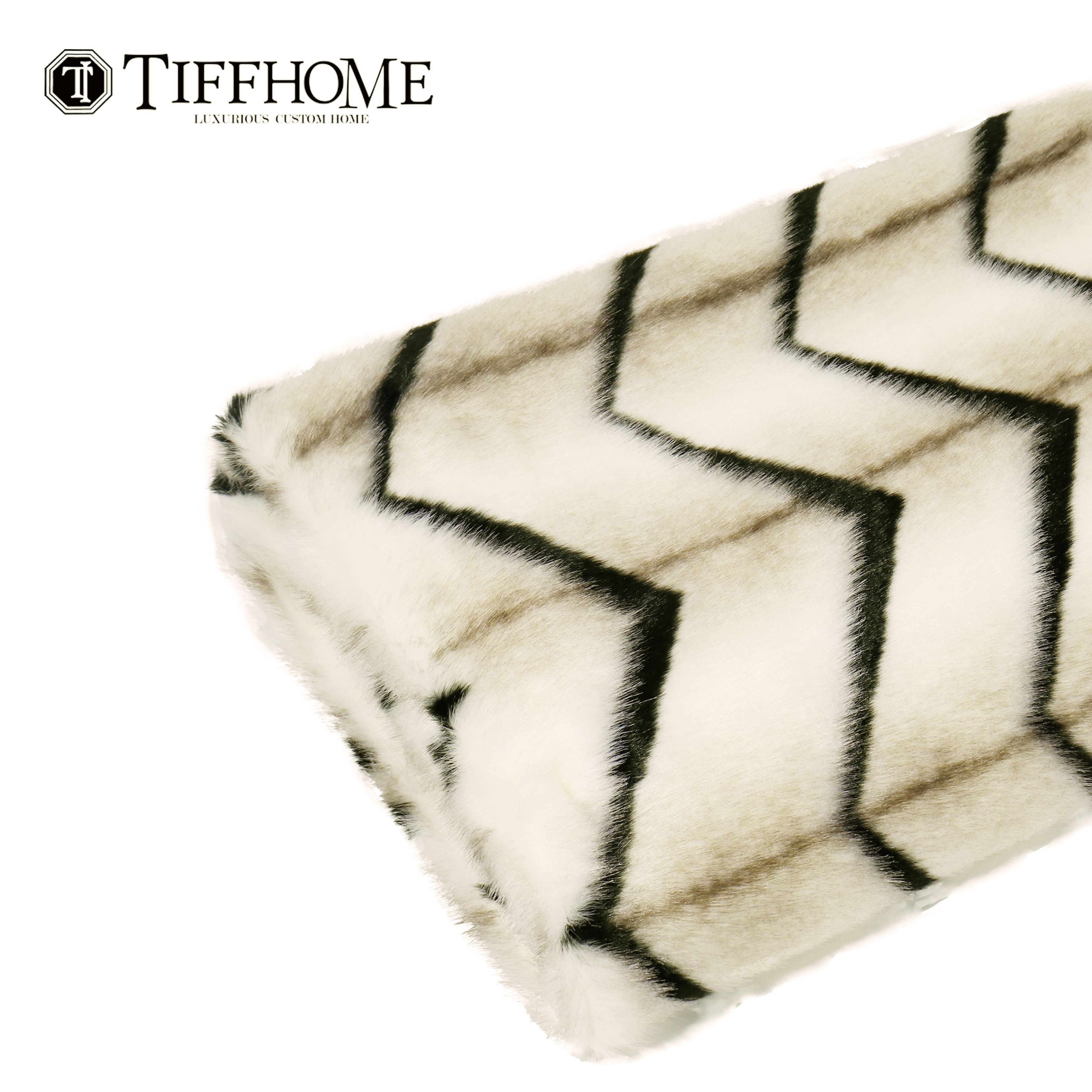 Tiff Home Customized New Product 240*70Cm Organic White Luxury Wool-Like Striped  Throw Blankets For Sofa Bed