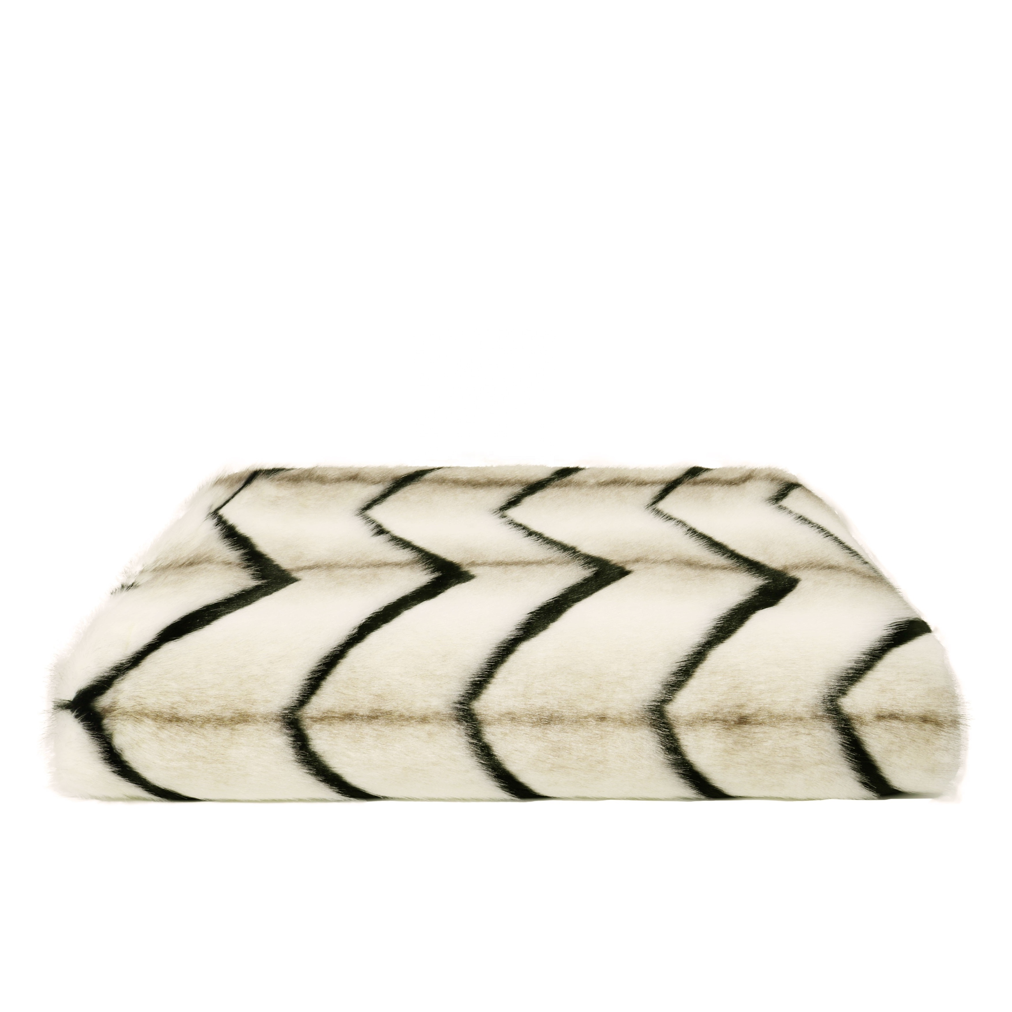 Tiff Home Customized New Product 240*70Cm Organic White Luxury Wool-Like Striped  Throw Blankets For Sofa Bed