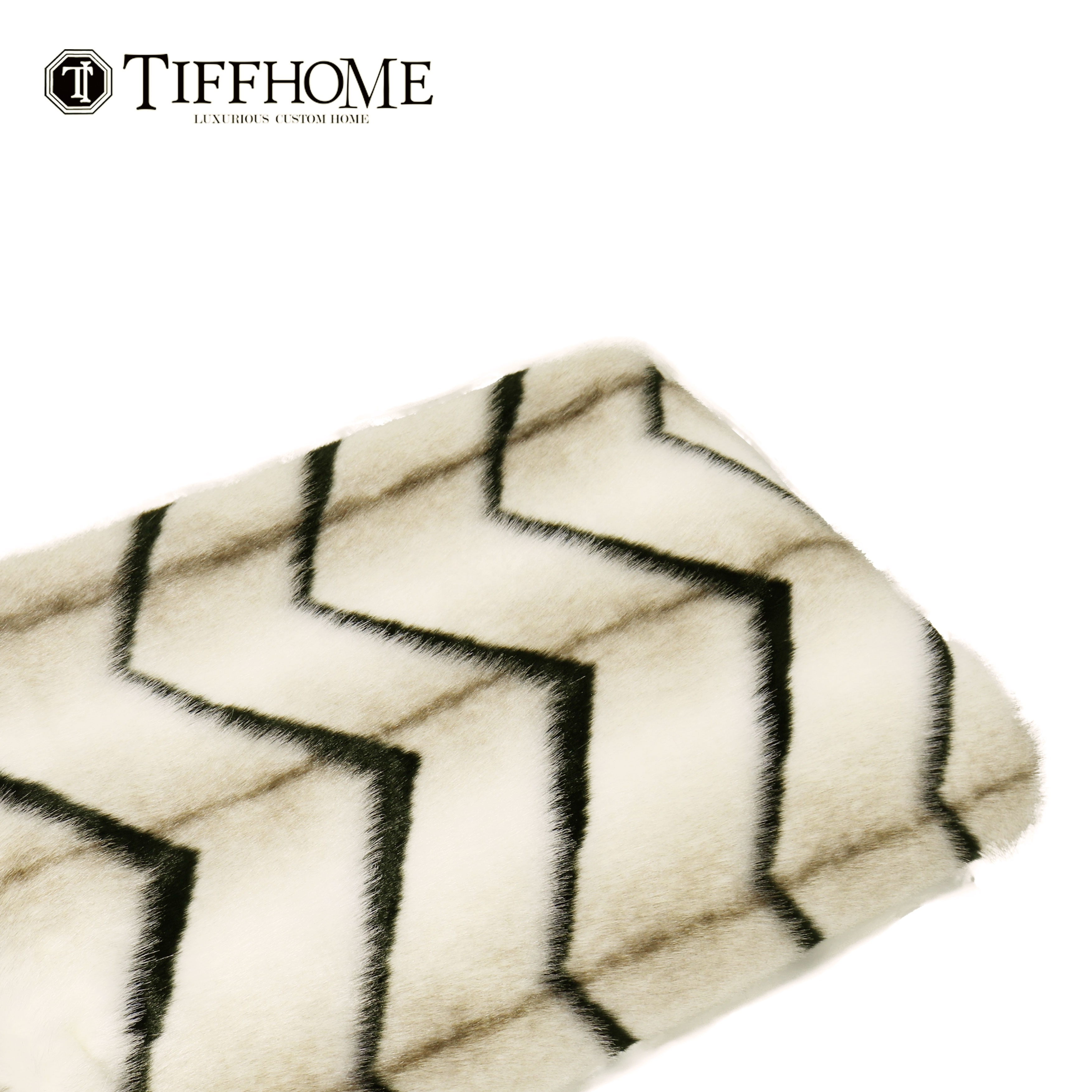 Tiff Home Customized New Product 240*70Cm Organic White Luxury Wool-Like Striped  Throw Blankets For Sofa Bed