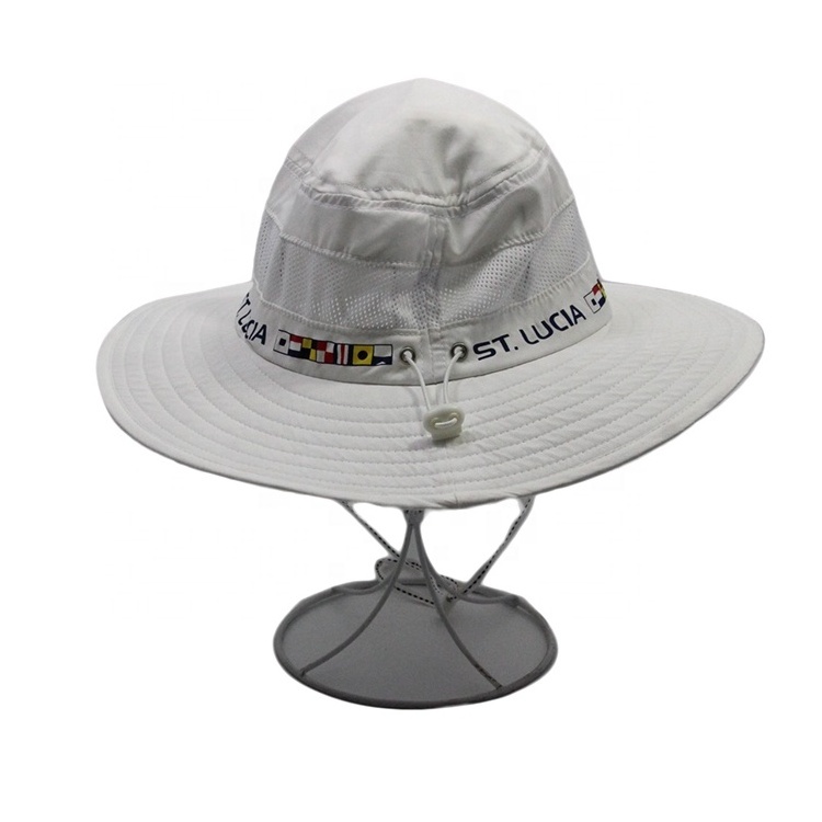 Outdoor Popular UV Resistance Custom Logo Polyester Easy Drying Bucket Fisherman Hat Camping Foldable Bucket Hat With String