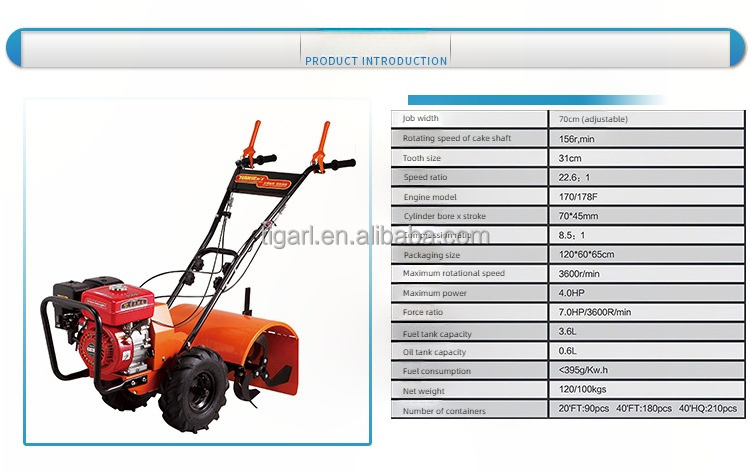 Tigarl 52Cc 68Cc Gasoline Motosapa  Portable Soil Parts Machine Agricole Garden Mini Motor Cultivator For Rice Cultivation