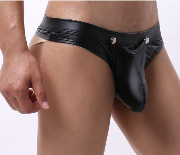 Black  open front sexy mens underwear thong