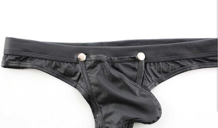 Black  open front sexy mens underwear thong