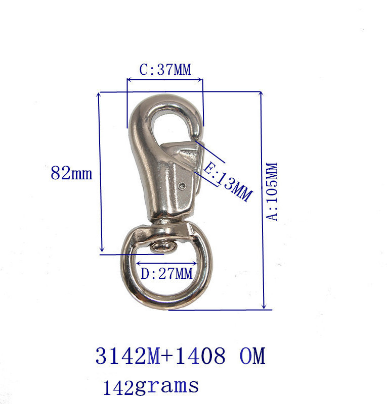 High Quality Stainless Steel Lanyard Metal Spring Clips Snap Hook Safety Hook Metal Brass Safety Snap Hook For Wholesale