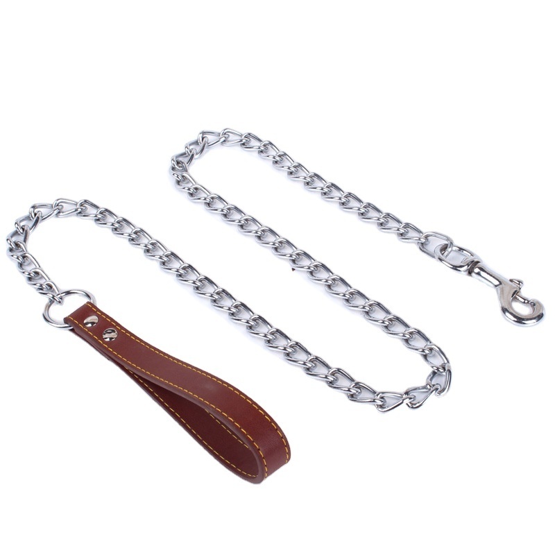 Chain Plated Metal Dog Leash Dog Chain with Padded Handle Heavy Duty Chew Proof Pet Leash