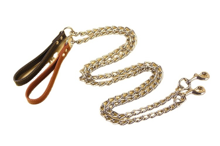 Chain Plated Metal Dog Leash Dog Chain with Padded Handle Heavy Duty Chew Proof Pet Leash