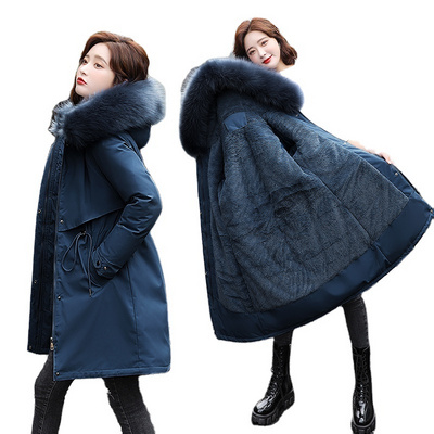 Winter Women Jackets Coats Mid-long Hooded Parkas Jackets Thick Warm Fur Inside Female Slim Padding Parkas Plus Size Coat