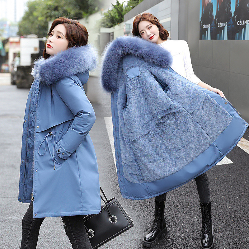 Winter Women Jackets Coats Mid-long Hooded Parkas Jackets Thick Warm Fur Inside Female Slim Padding Parkas Plus Size Coat