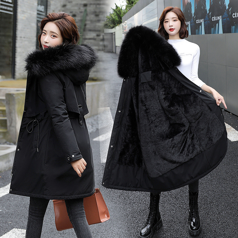 Winter Women Jackets Coats Mid-long Hooded Parkas Jackets Thick Warm Fur Inside Female Slim Padding Parkas Plus Size Coat