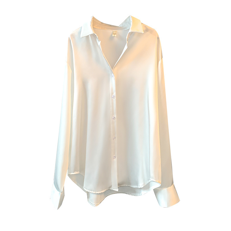 Women White Shirt Tops Lady Long Sleeve Office Silk Ladies satin blouse blusas mujer women's blouses & shirts chemise femme