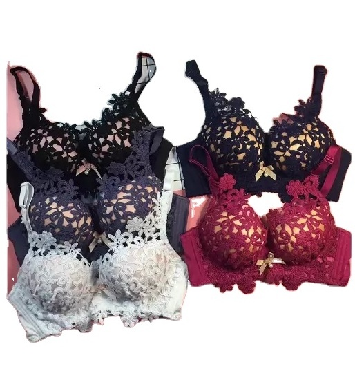 Embroidery Flower Bra Set Women Wire Free Push Up Bra letter Set Underwear Women Young Girl Bra and Panties Set Lingerie