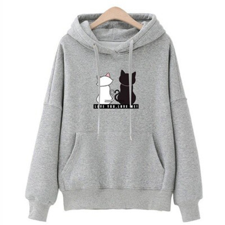 Cute Cat Print Sweatshirt Long Sleeve Hoodies n sudadera mujer Streetwear Hoodies