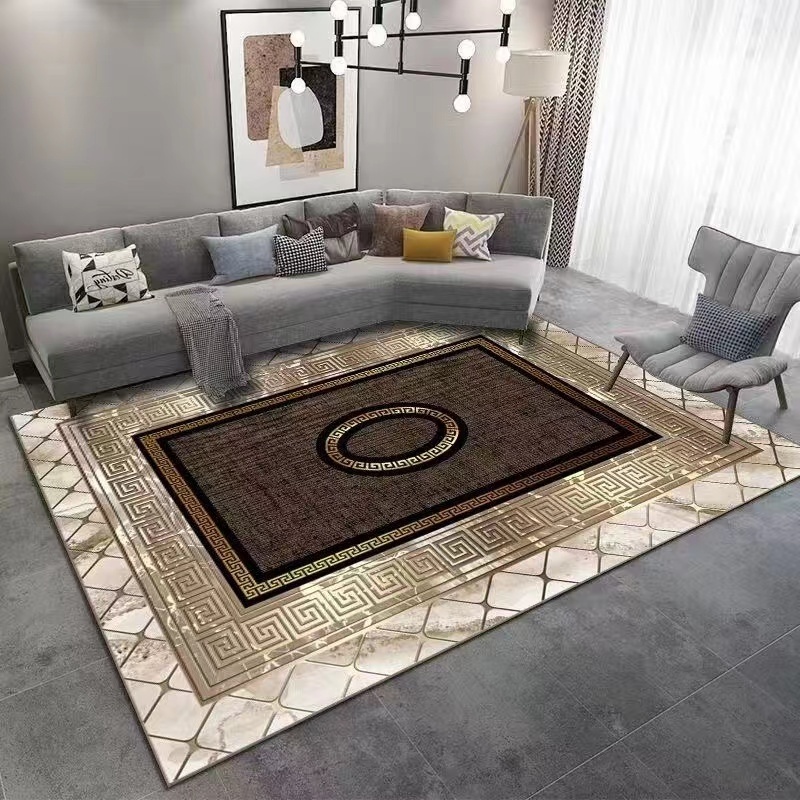 Modern rugs living room large 3D printing geometric alfombras wholesale anti slip exquisite black carpets for printed