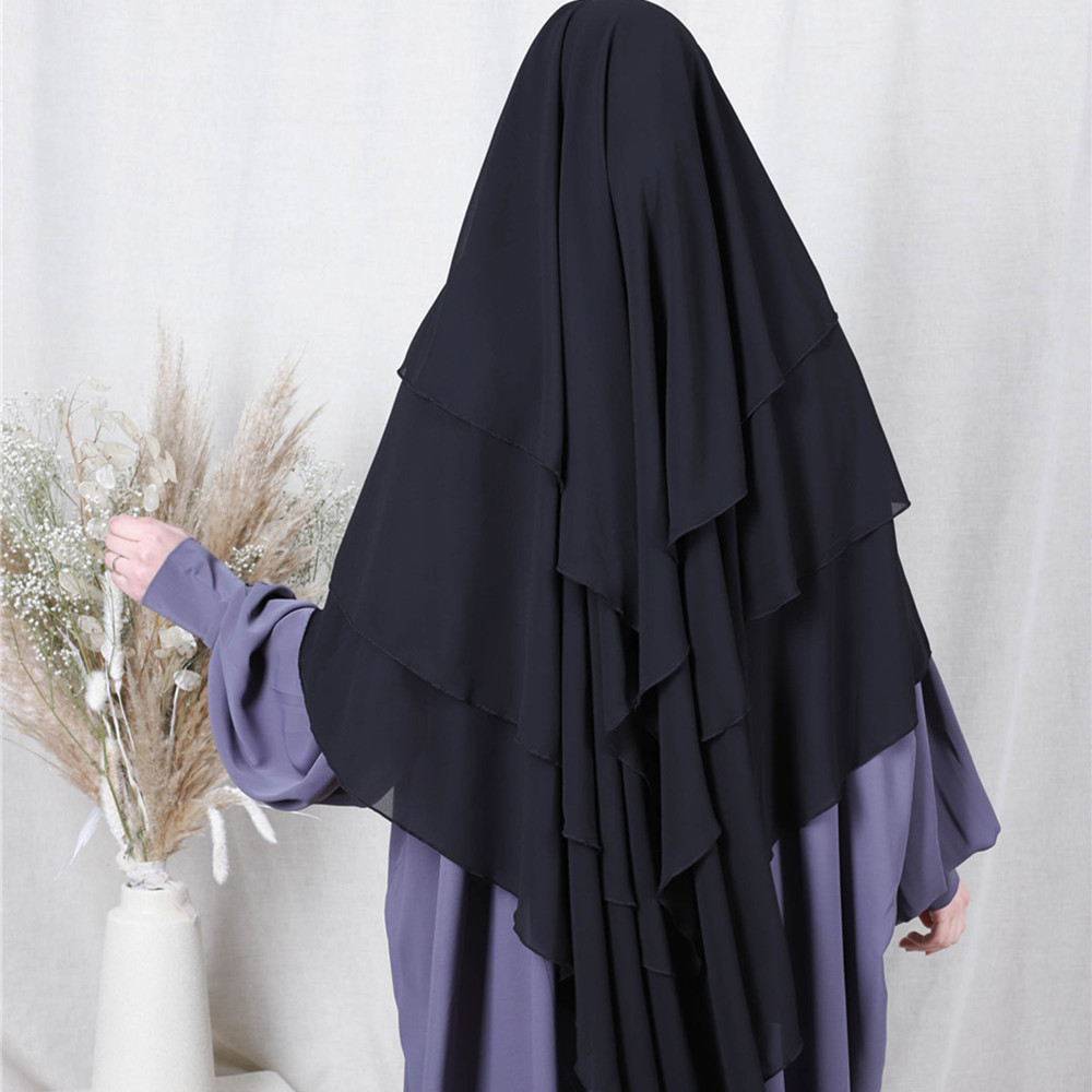 Islamic clothing muslim scarf women hijab chiffon 3 layer khimar styles overhead khimar khimar niqab