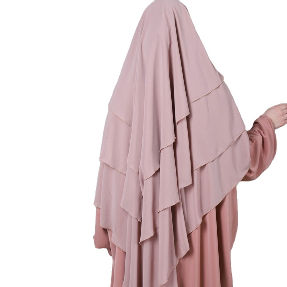 Islamic clothing muslim scarf women hijab chiffon 3 layer khimar styles overhead khimar khimar niqab