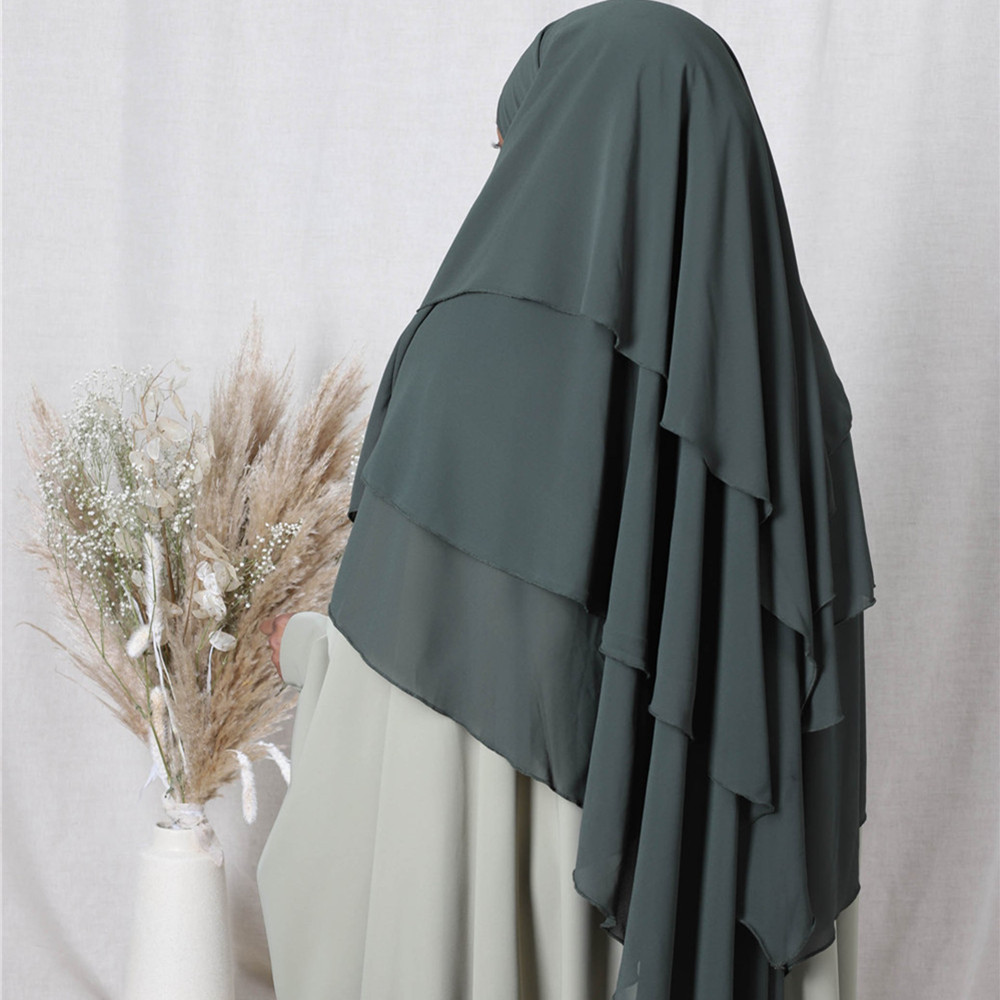 Islamic clothing muslim scarf women hijab chiffon 3 layer khimar styles overhead khimar khimar niqab