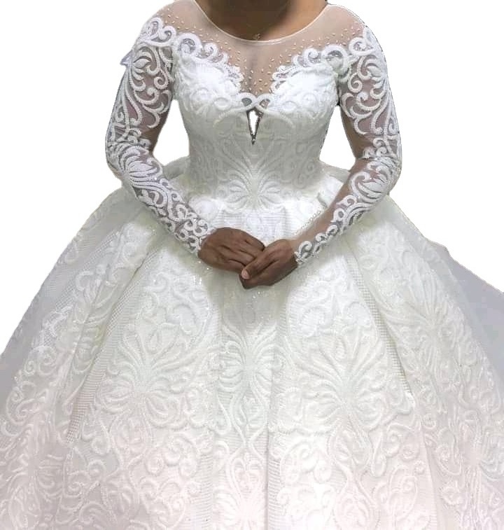 High quality new fashion wholesale bride lace long sleeve custom Wedding Dresses