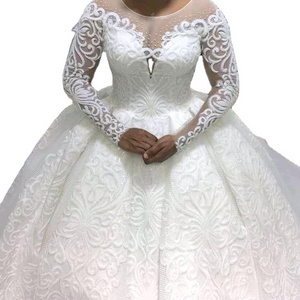 High quality new fashion wholesale bride lace long sleeve custom Wedding Dresses