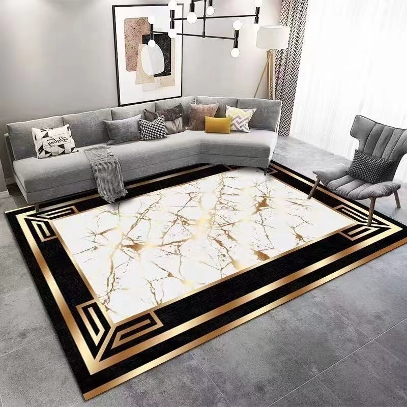 Modern rugs living room large 3D printing geometric alfombras wholesale anti slip exquisite black carpets for printed