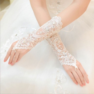 dress gloves white lace Crystal bridal wedding gloves accessories