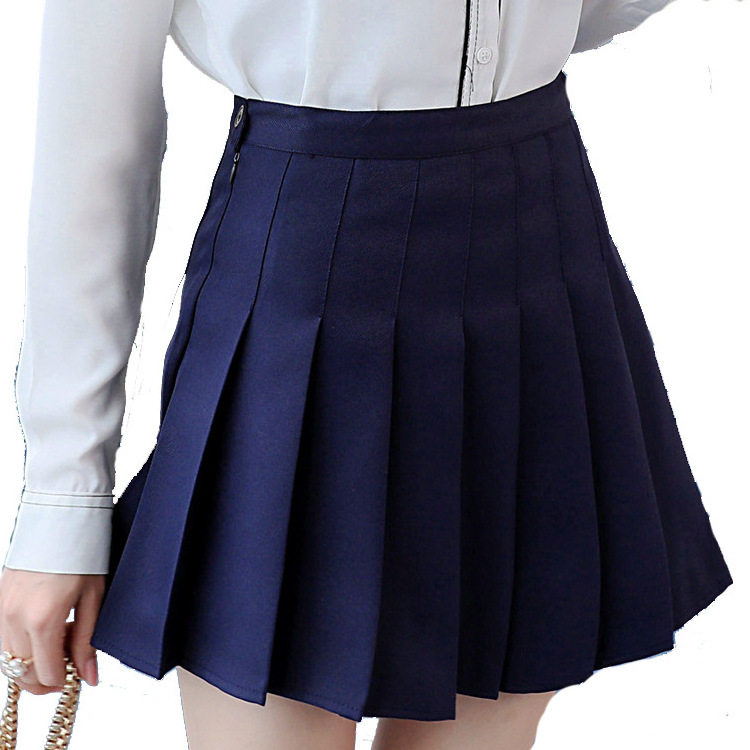 Preppy High Waist Solid Pleated Skirt Mini Korean Cute A-line Skirt student Skort Clothes