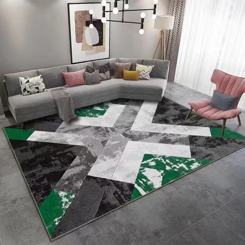 Modern rugs living room large 3D printing geometric alfombras wholesale anti slip exquisite black carpets for printed