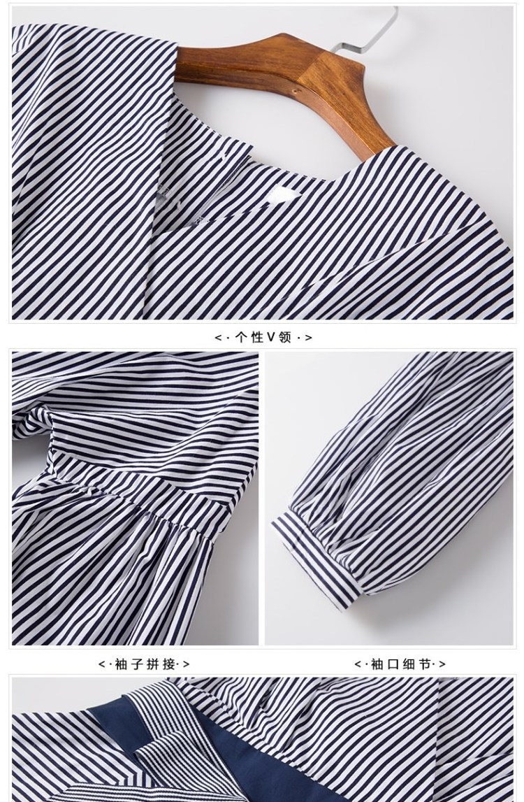 Lantern Sleeve Blouse Shirt Women Fashion Korean Style Summer Bow V-neck Striped Shirt Elegant Ladies Tops Female Clothing