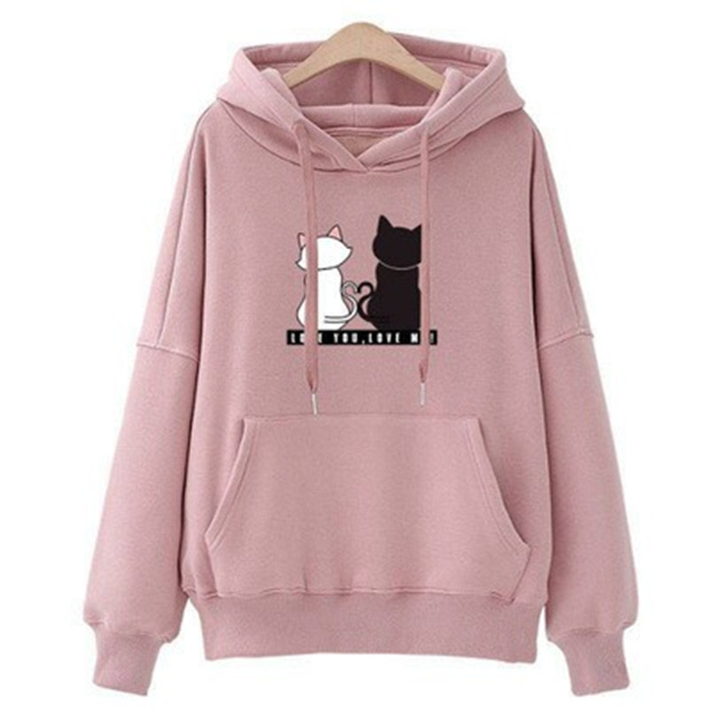 Cute Cat Print Sweatshirt Long Sleeve Hoodies n sudadera mujer Streetwear Hoodies