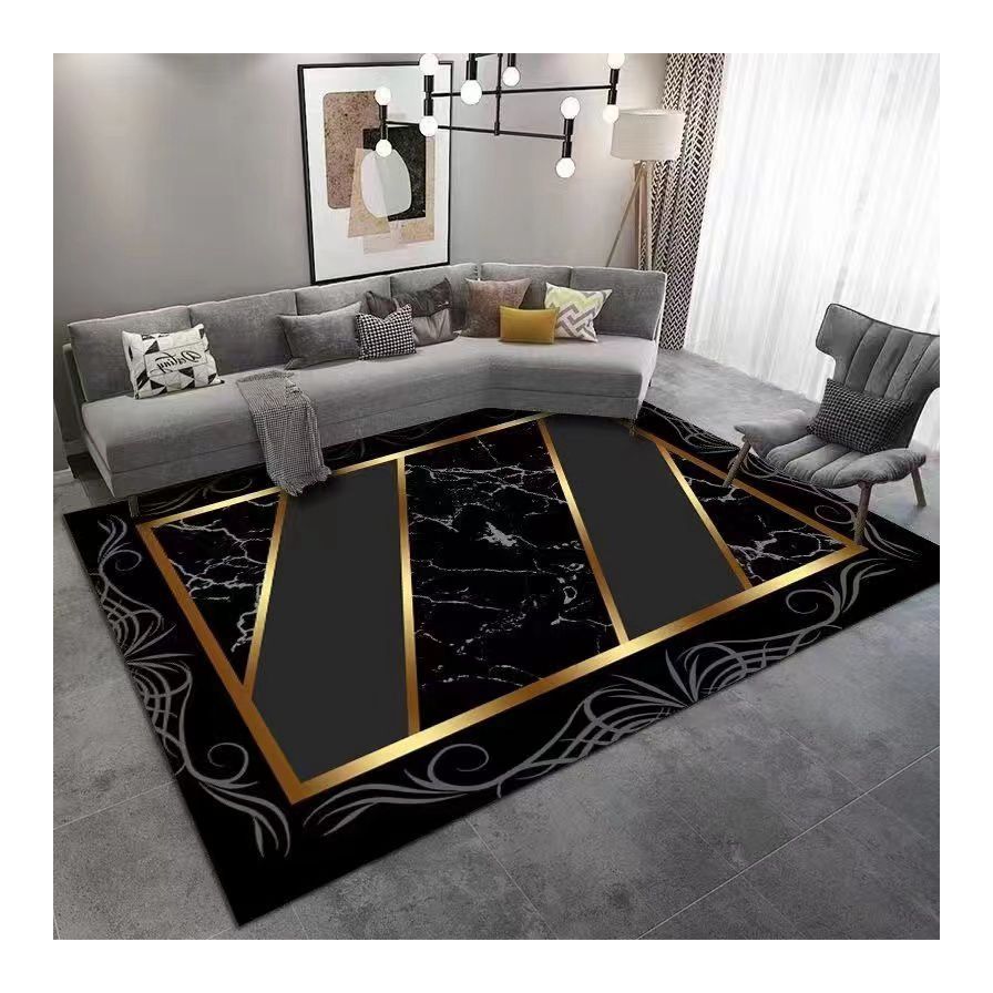 Modern rugs living room large 3D printing geometric alfombras wholesale anti slip exquisite black carpets for printed