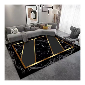 Modern rugs living room large 3D printing geometric alfombras wholesale anti slip exquisite black carpets for printed