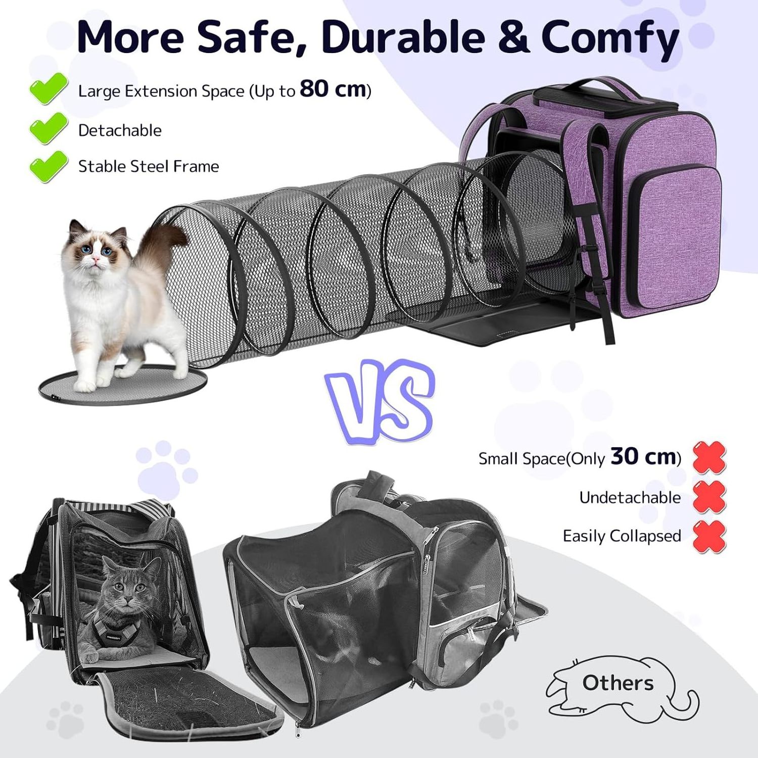 Cat Carrier Backpacks Expandable Breathable Mesh Pet Carrier Backpack for Cats Small Dogs Puppies Up to 25 Lbs