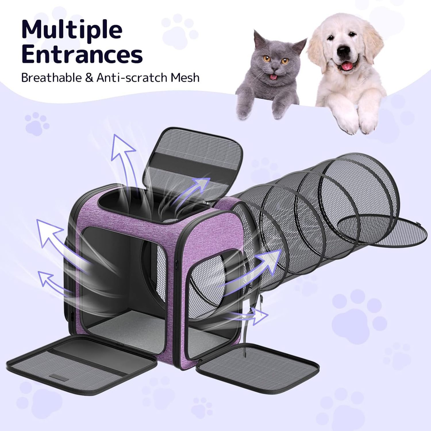 Cat Carrier Backpacks Expandable Breathable Mesh Pet Carrier Backpack for Cats Small Dogs Puppies Up to 25 Lbs